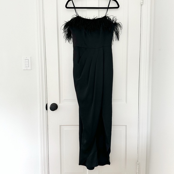 Aidan Mattox Strapless Feather Dress (6) - Picture 7 of 11
